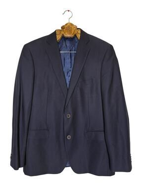Black Brown 1826 Jack Mens Blazer Navy Wool 44R Woven in Italy